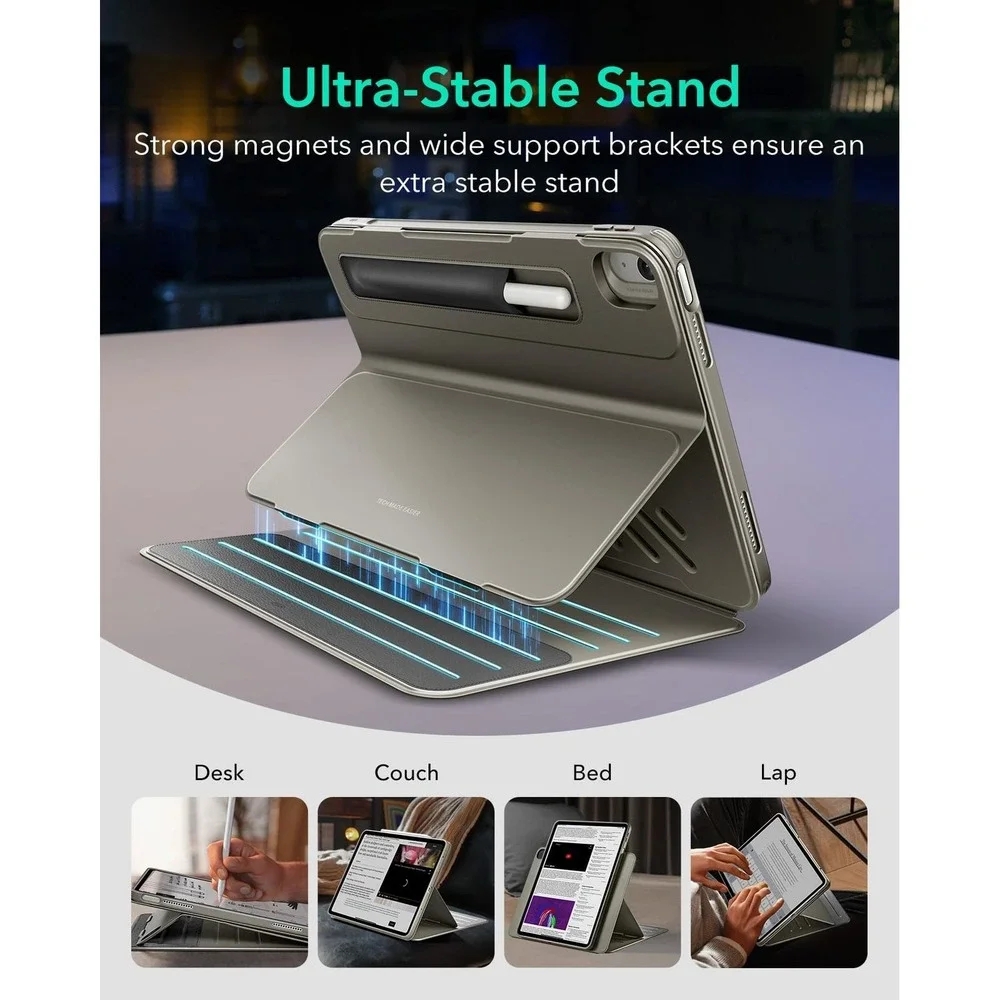 ESR iPad Air 13 M4 M3 M2 Case Magnetic Cover Pencil Holder 9 Angle Stand Gray